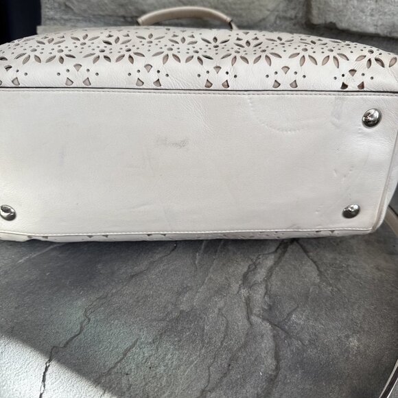 Coach Taylor Eyelet Leather Satchel w/ Shoulder Strap Ivory/White F27392 Bridal - Picture 5 of 10